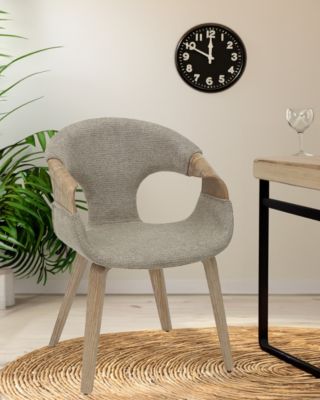 chaise en tissu Taupe et bois blanchi - Uniqka