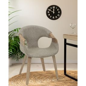 chaise en tissu Taupe et bois blanchi - Uniqka