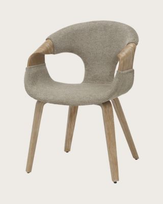 chaise en tissu Taupe et bois blanchi - Uniqka