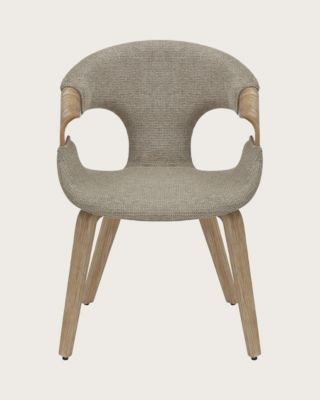 chaise en tissu Taupe et bois blanchi - Uniqka