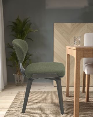 Chaise en tissu vert et pieds en bois - Uniqka