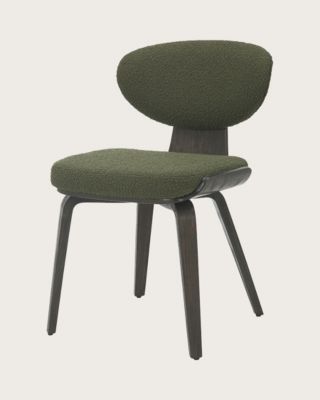 Chaise en tissu vert et pieds en bois - Uniqka