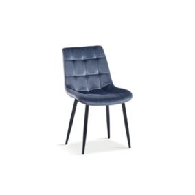 Chaise en velours de salle à manger avec pieds en métal gris foncé KALI