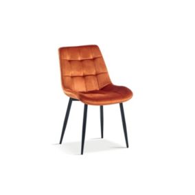 Chaise en velours de salle à manger avec pieds en métal orange KALI