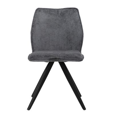 Chaise en velours doux gris anthracite pied croix métal noir - JAMES