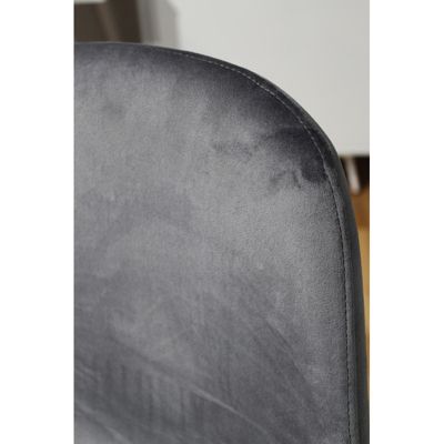 Chaise en Velours Gris Anthracite et pied en Métal Noir - BIBA