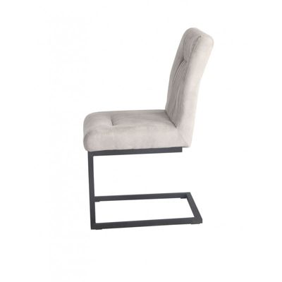 Chaise en velours gris clair et pieds design métal noir - VIVI