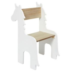 Chaise Enfant Design "Licorne" 60cm Blanc & Naturel