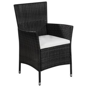 Chaise et tabouret d'extérieur et coussins Résine tressée Noir