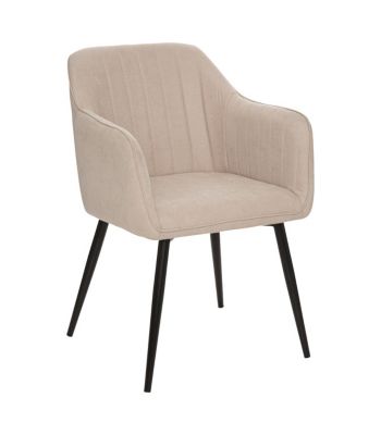 Chaise Fauteuil de table avec accoudoirs Beige et pieds en métal