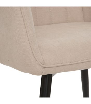 Chaise Fauteuil de table avec accoudoirs Beige et pieds en métal