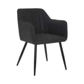 Chaise Fauteuil de table avec accoudoirs Noir et pieds en métal