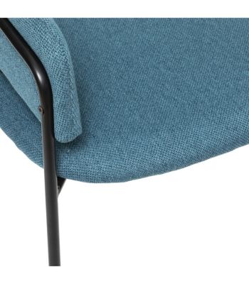 Chaise Fauteuil de table en Velours Bleu Canard et pieds en métal