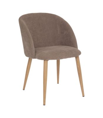 Chaise Fauteuil de table en Velours côtelé Taupe et pieds en métal