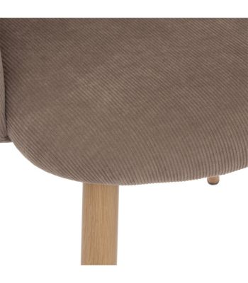 Chaise Fauteuil de table en Velours côtelé Taupe et pieds en métal