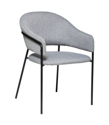 Chaise Fauteuil de table en Velours Gris et pieds en métal