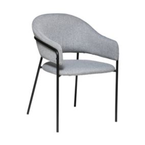 Chaise Fauteuil de table en Velours Gris et pieds en métal