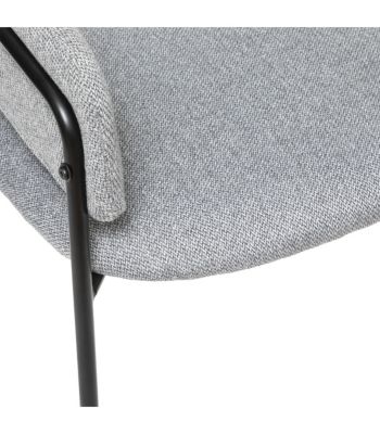 Chaise Fauteuil de table en Velours Gris et pieds en métal