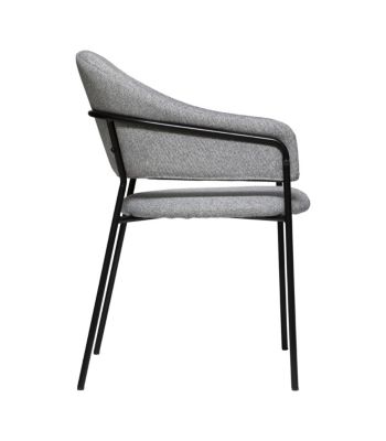 Chaise Fauteuil de table en Velours Gris et pieds en métal