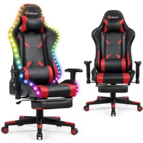 Chaise Gaming avec Dossier Inclinable Hauteur Reglable Fauteuil Ergonomique avec Effet lumineux