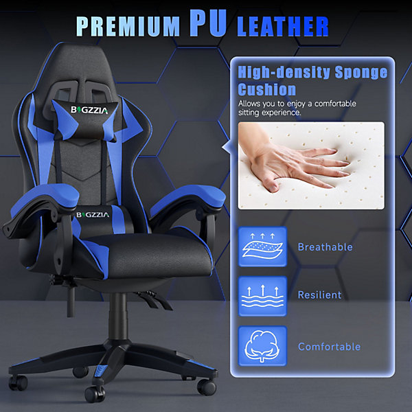 Chaise Gaming, Fauteuil Gamer avec Lombaire&Appui-Tête Appui, Hauteur Réglable, Siège en Cuir,Chaise de Jeu Chaise Gaming, Fauteuil Gamer avec Lombaire&Appui-Tête Appui, Hauteur Réglable, Siège en Cuir,Chaise de Jeu