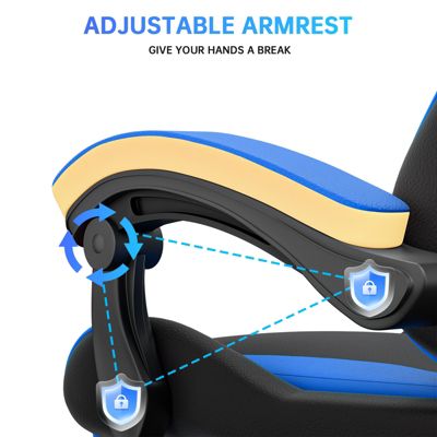 Chaise Gaming, Fauteuil Gamer Repose-Pieds Rétractable,Chaise de Jeu avec Lombaire&Appui-Tête Appui, Siège en Cuir, Rattantree