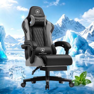 Chaise gaming respirante et rafraîchissante avec Repose-Pieds et Siège à Ressorts- Hauteur Réglable, Support Lombaire, 180kg