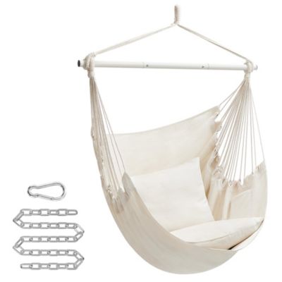 Chaise hamac, chaise suspendue avec 2 coussins, grande balançoire hamac avec chaîne et poche, capacité de charge150 kg
