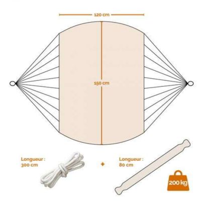Chaise hamac suspendue avec système d'attache - Beige - Linxor