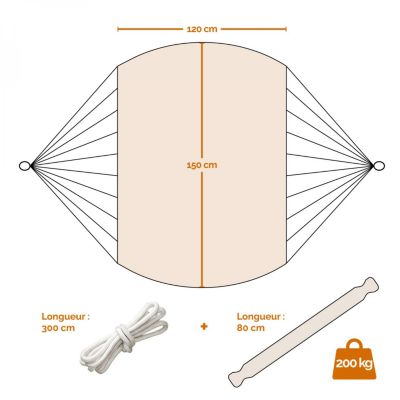 Chaise hamac suspendue avec système d'attache - Beige - Linxor