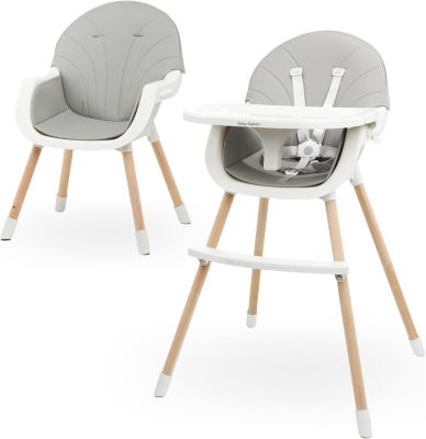 Chaise Haute Bébé +6 mois Evolutive, Chaise Enfant en Bois, 2 niveaux, Poids max 25 Kg avec Plateau
