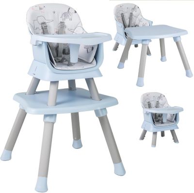 Chaise Haute Bébé Convertible 6-en-1, avec Table de blocs, Plateau Amovible, Pieds Antidérapants, Charge 25 KG, Bleu