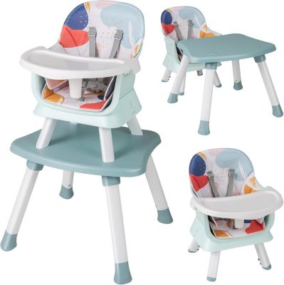 Chaise Haute Bébé Convertible 6-en-1, avec Table de blocs, Plateau Amovible, Pieds Antidérapants, Charge 25 KG, Coloré