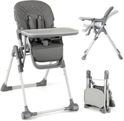 Chaise Haute Bébé Evolutive pour 6-36 Mois, Plateau Amovible, Coussin de Siège, Harnais à 5 Points, Charge 15KG, Gris