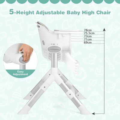 Chaise Haute Bébé 6-en-1 évolutive - De 6 Mois à 3 Ans, Avec Plateau Réglable Et Harnais 5 Points (Gris)
