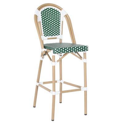 Chaise haute de jardin en alumunium et rotin synthétique blanc et vert  Oviala