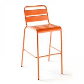 Chaise haute de jardin en métal orange Palavas  Oviala