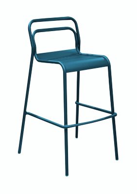 Chaise haute de jardin Proloisirs Eos en aluminium - Coloris bleu - Hauteur 104 cm