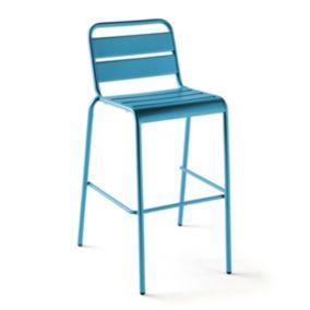 Chaise haute en métal bleu pacific Palavas  Oviala