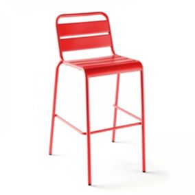 Chaise haute en métal rouge Palavas  Oviala