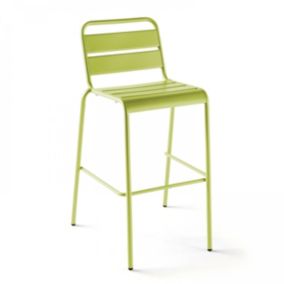 Chaise haute en métal vert Palavas  Oviala
