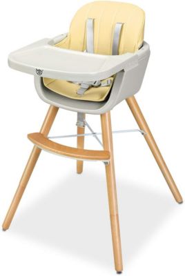 Chaise Haute pour Bébé Evolutive, Multi-Fonction 2 en 1 Hauteur 51/65/83CM, Ceinture de Sécurité à 5 Points,Blanc