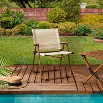 Chaise - HOME DECO FACTORY - Mariposa - Pliant - Ergonomique - Beige