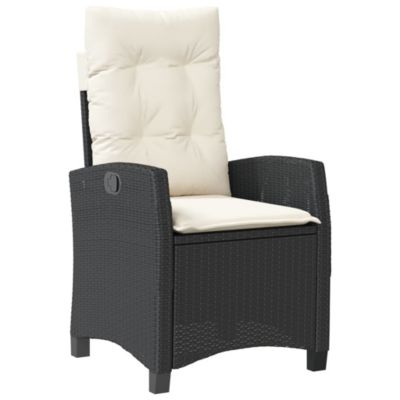 Chaise inclinable de jardin avec coussins noir résine tressée vidaXL