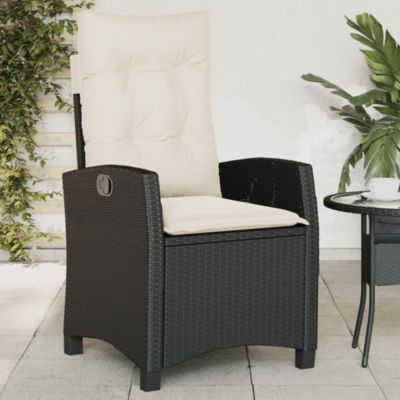 Chaise inclinable de jardin avec coussins noir résine tressée vidaXL