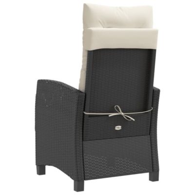 Chaise inclinable de jardin avec coussins noir résine tressée vidaXL