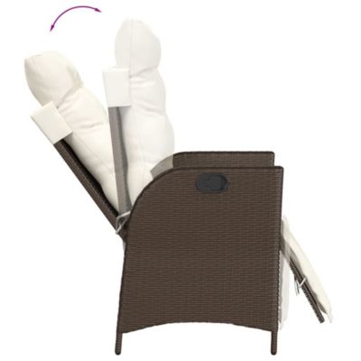 Chaise inclinable de jardin repose-pied marron résine tressée vidaXL