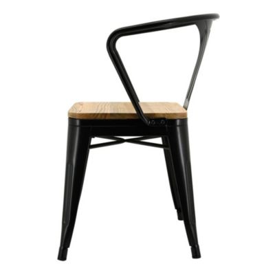 Chaise industrielle en métal et bois d'orme (Lot de 4) Métal laqué noir