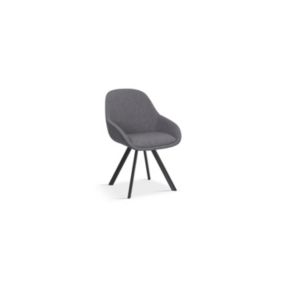 Chaise JEANNE Tissu Gris Dos PU Gris foncé, dimension H85 x L55 x P62, idéal pour votre cuisine ou salle à manger