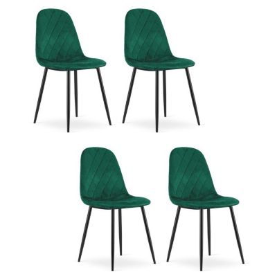 Chaise Komodee PIENZA - 4 Pieces - VERT FONCÉ - Tapisser en velours 51 x 45 x 88 cm